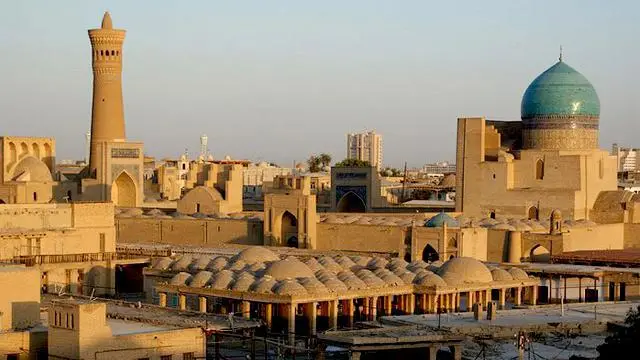 Kalyan minaret and the old trading domes of Bukhara